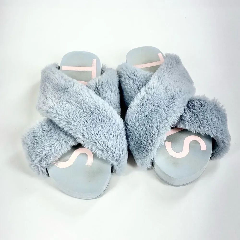 Tom’s Susie EVA grey faux fur sandals 8